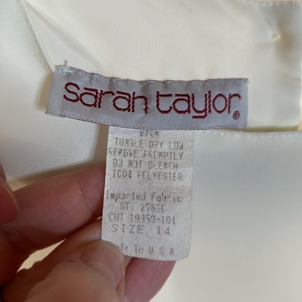 Sarah Taylor Retro Vintage Cream Top Shoulder Pads Size 14 - Picture 3 of 5